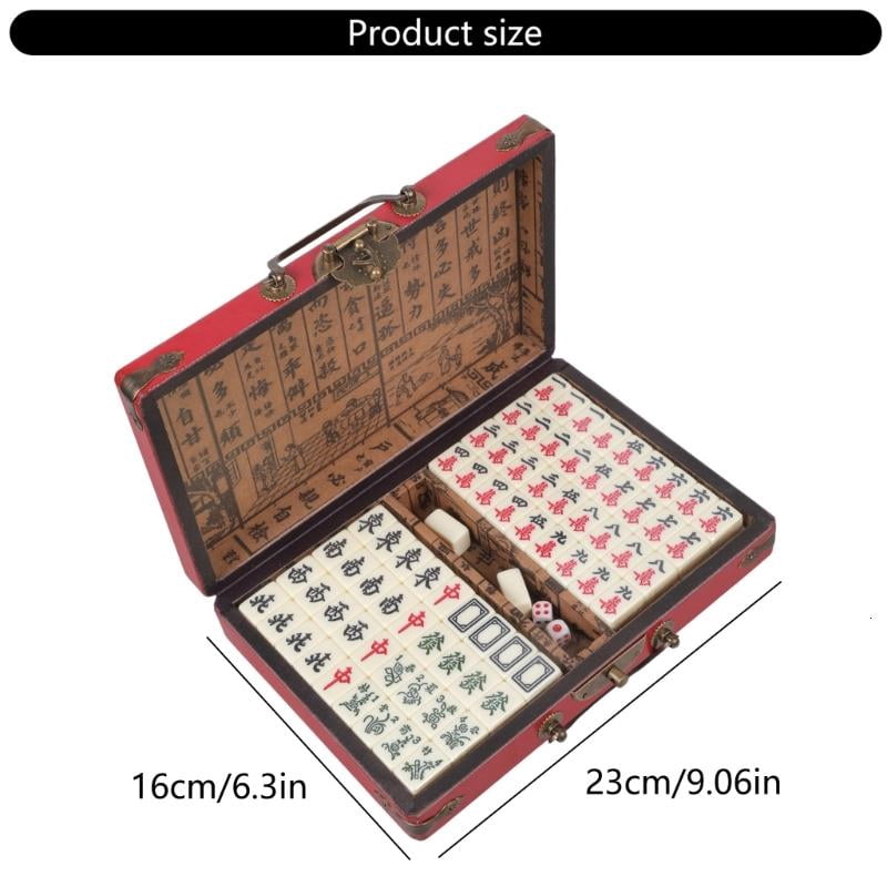 CEORPER Mini Mahjong Set Light Portable Vintage Traditional Chinese Mahjong Board Game