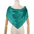 thumbnail image 2 of INSPIRE CHIC Women's Satin Neck Scarf Square Silky Solid Neckerchief Head Wrap Bandanas Teal 90x90cm/35.4x35.4 inches(LxW), 2 of 6