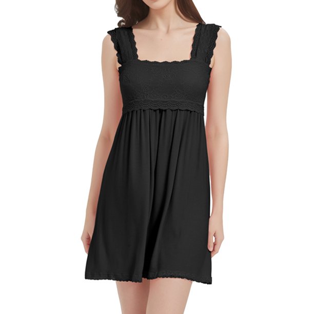 Faldón de cama sexy de encaje para mujer con relleno en el pecho - Pijama de verano, sin tirantes, estilo europeo, tallas S-XL
