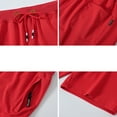 thumbnail image 2 of Tyhengta Mens Shorts Casual Drawstring Zipper Pockets Elastic Waist Red 46, 2 of 8