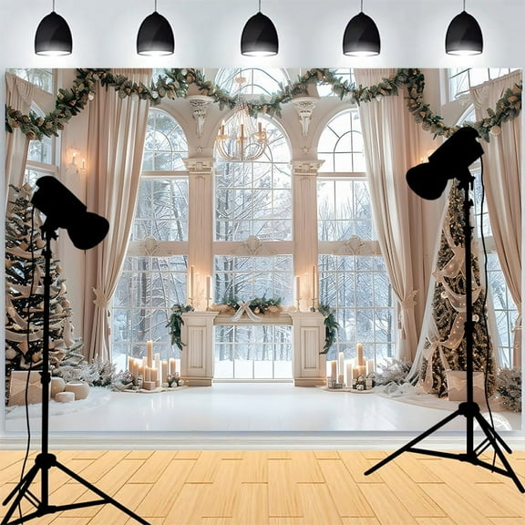 Christmas Tree Gifts Window Photography Backdrop Living Room Snowflake Family Party New Year Holidays Studio Background XH-22