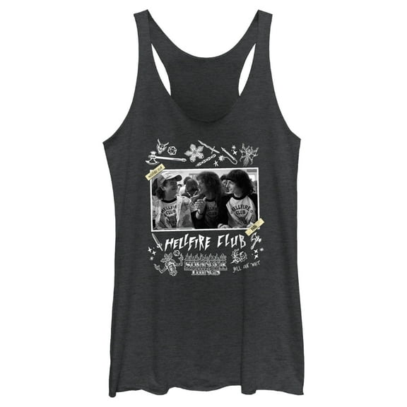 Netflix Women's Stranger Things Hellfire Club Members Racerback Tank Top Black Heather X Small