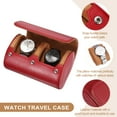 thumbnail image 3 of Estuche de Viaje para Reloj Uxcell para Hombres, Estuche de Reloj de Cuero, Caja de Almacenamiento de Reloj Portátil para Navidad, Cumpleaños y Aniversario, 2 Slots (Rojo), 3 of 7