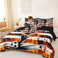 thumbnail image 3 of Erosebridal Soccer Gamer Flame Bedding Comforter Set 7 Pieces for Boys,Vintage USA Flag Full Bedding Set for Kids Teens,Black Reversible,Breathable Home Decor, 3 of 6