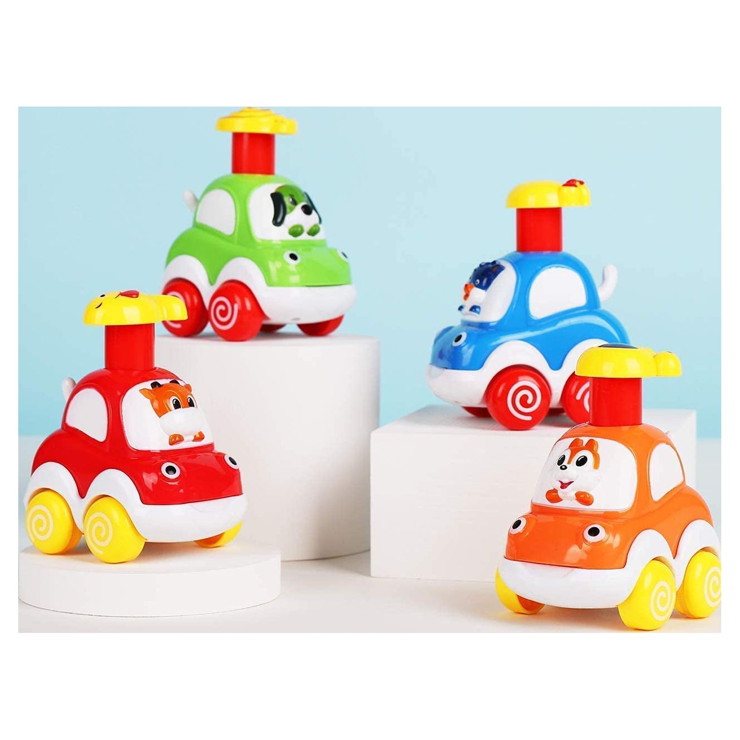 WQFSTORE Toddler Animal Car Toys 4-Pack Press and Go photo 6