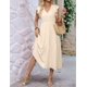 thumbnail image 4 of Vestido Midi Informal de Verano 2025 para Mujer, con Volantes, Corta, Cuello Redondo, Fruncido, Cintura Elástica y . Albaricoque XL, 4 of 9