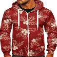 thumbnail image 1 of Zip Up Hooded Sweatshirt for Men with Christmas Snowflake Print and Long Sleeves, 1 of 3