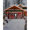thumbnail image 4 of Garage Door Banner Cover 7 x 8 ft, Christmas Rustic Farmhouse Wreath Cow Red Wood Grain Design Christmas Garage Door Decorations Holiday Christmas Backdrop Decor for Winter New Year Xmas Party, 4 of 6