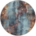 thumbnail image 3 of HomeRoots 623379 8 ft. Blue & Gold Floral Washable Transitional Indoor & Outdoor Round Area Rug, 3 of 9