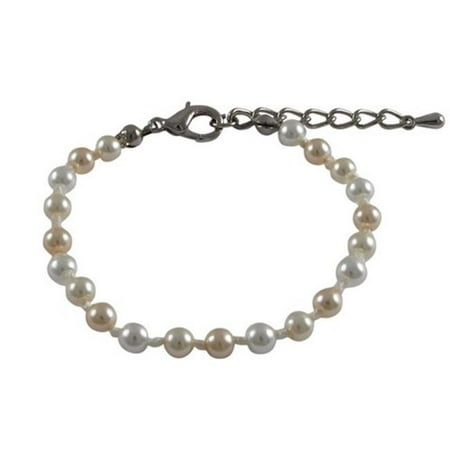 4in Pearl - 4 mm Glass Pearls Bracelet, Multi Colors - 5 in.