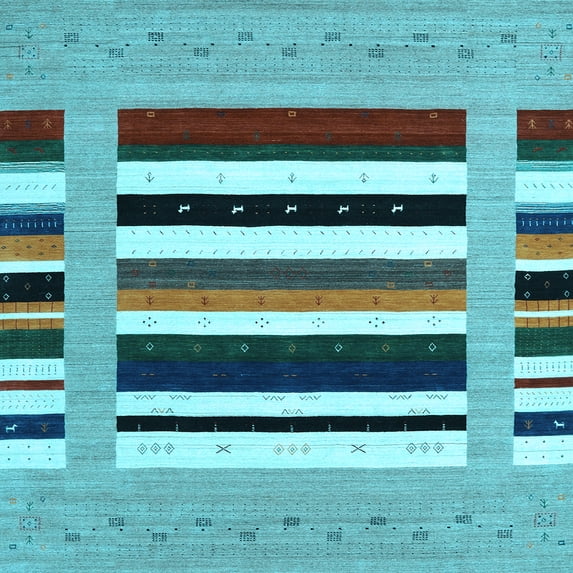 Ahgly Company Indoor Square Abstract Light Blue Contemporary Area Rugs, 5' Square