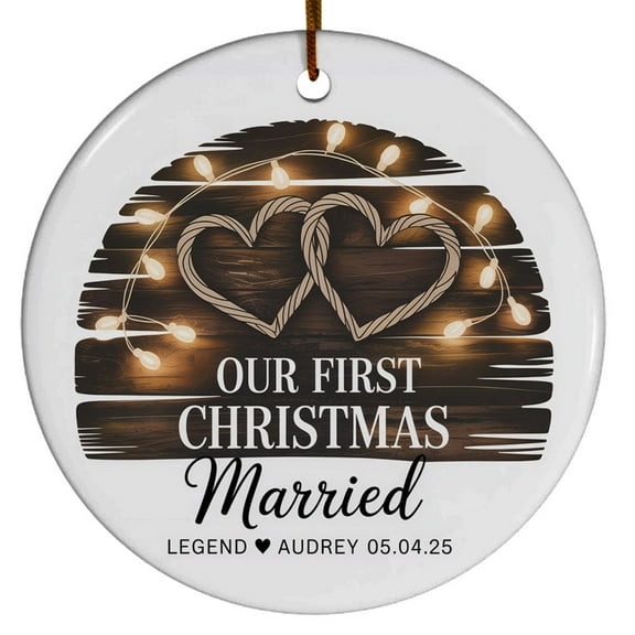 Our First Christmas Married Ornament Xmas, Ornament 1st Christmas Married Gift for Him Her Mr Mrs Couple Wedding Engagement Housewarming