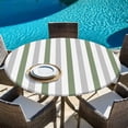 thumbnail image 6 of Sage Green Stripe Round Tablecloth, Fitted Table Cover with Elastic for 45"-54" Round Tables, Geometric Grey White Vertical Striped Table Cloth Outdoor Indoor Dinning Party Waterproof Tablecloths, 6 of 7