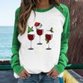 thumbnail image 2 of Red Wine Glass Christmas Sweatshirt for Women Raglan Long Sleeve Xmas Pullover Tops Color Block Shirt Blouse Tops, 2 of 6