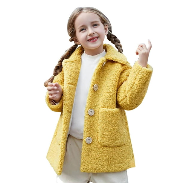 nsendm Big Kid coat Youth Puff Jacket Toddler Baby Girls Long Coat Tollder Kids Winter Fleece Jacket Warm Outwear 4t Girls Winter Coat Girls Clothes Yellow 4 5 Years Walmart