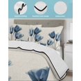 thumbnail image 4 of Blue Spring Floral Full Size Down Alternative Comforter, Lightweight Comforter Quilt Bedding Set with Pillow Shams Tulip Summer Botanical All Seasons Bed Comforter Duvet Insert 78"x90", 4 of 7