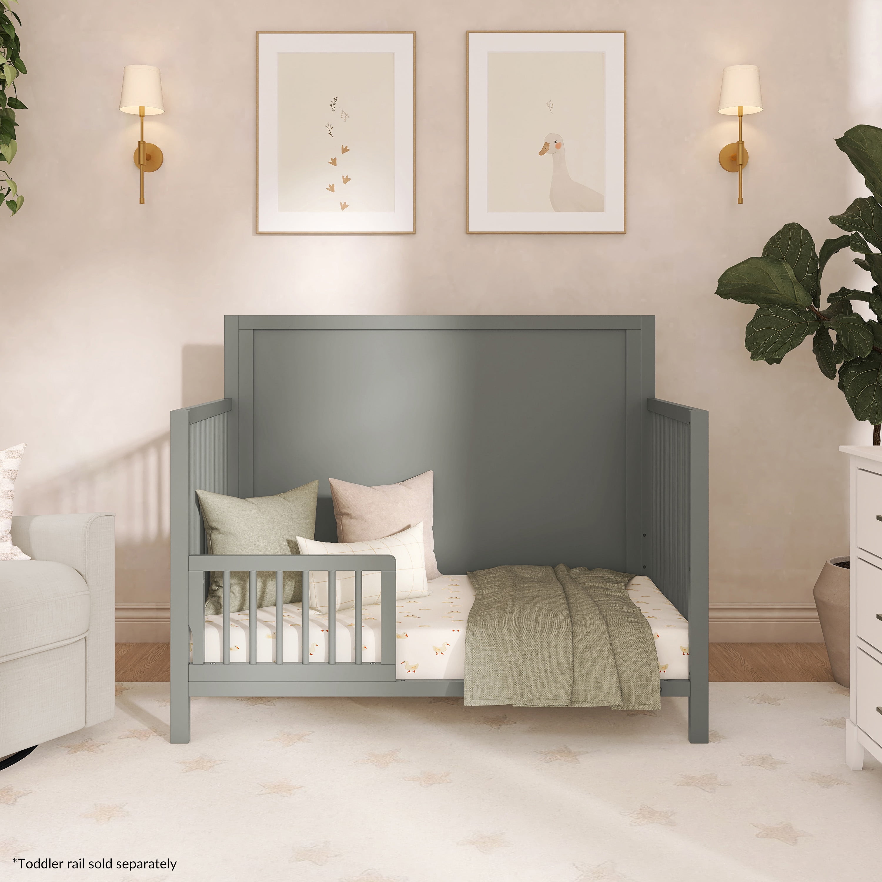 Dream On Me Dillian 5-in-1 Convertible Crib, JPMA & Greenguard Gold Certified, Crafted with New Zealand Pinewood, Seagrass