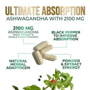 Ashwagandha Supplements - Premium Ashwagandha Capsule for Women & Men, Natural Antioxidant Support Ashwa Root Extract, Extra Strength Calm Support with Black Pepper, Vegan - USA Bottled, 180 Capsules