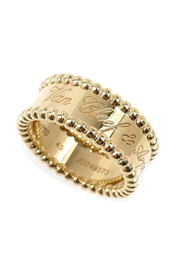 Pre-Owned Van Cleef & Arpels 18K Yellow Gold Perlee Signature Ring (VCAR03Y649, Size 49, 7.3g)...