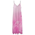 thumbnail image 6 of Pink Abstract Music Notes Pattern Sleeveless Suspender Dress Summer Fashion Casual Long Dress, 6 of 9