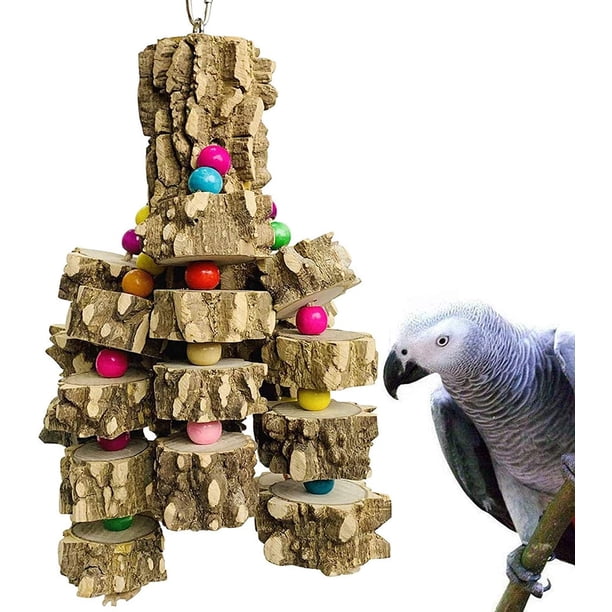 Juguetes de loro grande PINVNBY Madera natural Pajaro mastic