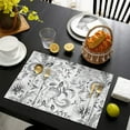 thumbnail image 4 of Gray Pioneer Flower Pattern Summer Placemats Table Placemats Set Of 4-Linen Kitchen Washable Placemats Table Mats 11.8"x17.7" Non-Slip Heat Resistant, 4 of 6