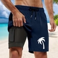 thumbnail image 2 of Mens Board Shorts Swim Trunks With Compresssion Liner Inseam Board Shorts With Pockets Short Homme Navy M, 2 of 4