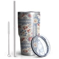 thumbnail image 2 of 30oz Pioneer Flower Floral Print Pattern Tumbler, Double Wall Vacuum Insulated Cup, BPA-Free Leak Proof Lid & Reusable Straws, Hot 12h, Cold 34h, 2 of 6