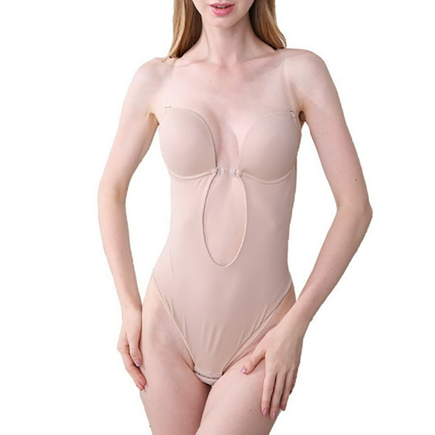 Ropa Interior, Tela Elástica Moldeadora Instantánea, Ropa Interior Sin Costuras Con Escote En V Profundo, Sujetador Ajustable Sin Espalda, Cinta Adhesiva De Silicona, Diseño Único Cateissary AP006938-09