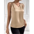 thumbnail image 7 of CHUMUD Womens Satin Tank Tops V Neck Pleated Sleeveless Business Casual Outfit Summer Dressy Work Blouse, 7 of 7