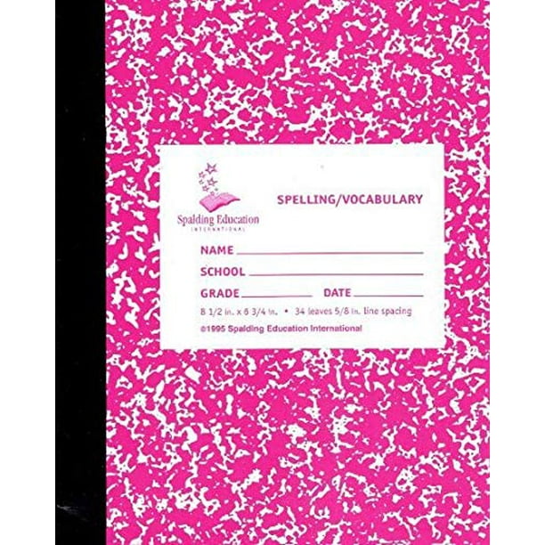 Spalding Pink Notebook, Primary Spelling/Vocabulary Notebook NB1