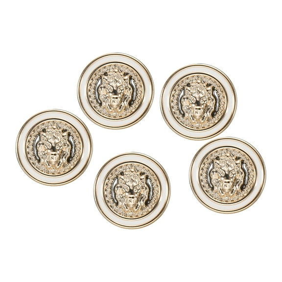 5pcs 40L Gold White Faux Pearl Buttons 25mm 1" Dia 0.43" Thick Plastic Round Sewing Button Replacement Craft Fastener for Coats Clothing DIY Crafts Style G