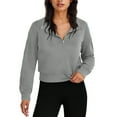 thumbnail image 2 of Miluxas Womens Sweatshirt Lightweight Lapel Sweatshirts for Women Half Zip Pullover Fall Clothes for Women Gray L(L), 2 of 8