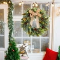 thumbnail image 4 of Elainilye Christmas Linen Bow Light Up Wreath for Door Decor, 18 inch Pine Cones Wreath for Shop Window and Home, Holiday Lighted Wreath for Indoor and Outdoor, 4 of 9