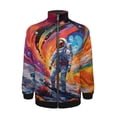 thumbnail image 2 of Chaqueta con cremallera y estampado 3D de astronauta para hombre, chaqueta holgada informal de manga larga con estampado de lobo colorido, abrigo para niños de calle, 2 of 4