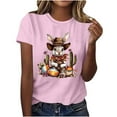 thumbnail image 1 of Mujeres de Manga Corta Tops Casual Nuevo Cuello Redondo Pascua, Ligera Camiseta de Poliéster Spandex, 1 of 4