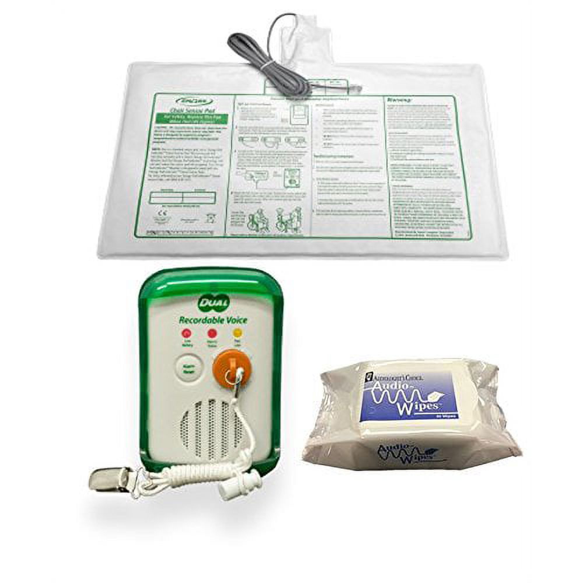 Fall Prevention Alarm Monitor - With Wander Prevention Cord and Two Recordable Voice Prompts (Chair Pad - 10"x15")