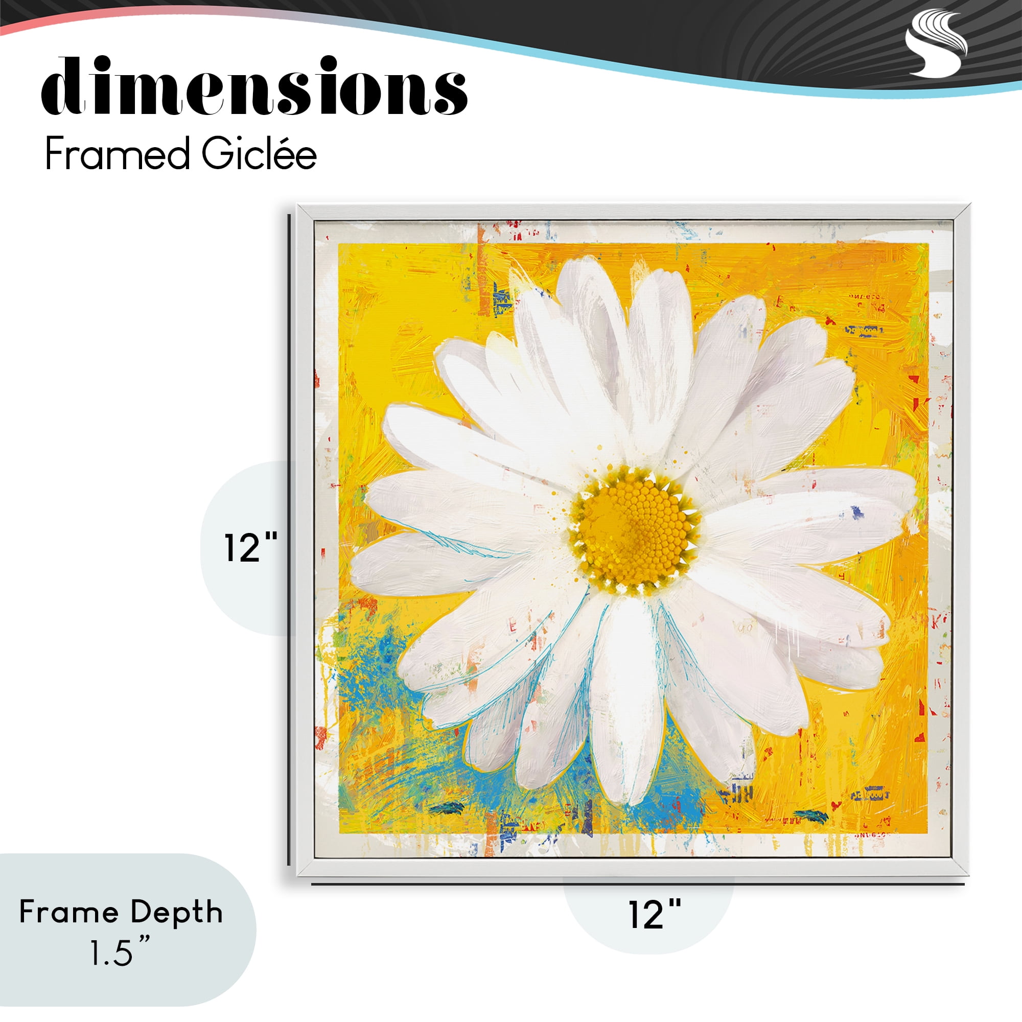 Stupell Industries Violet's Daisy on Yellow White Framed Giclee Art, design by Porter Hastings