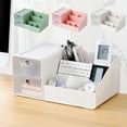 thumbnail image 1 of Organizador pequeño de cajones cosméticos - caja de sobremesa de plástico de 27,5x17x12cm para maquillaje, joyería y papelería - blanco, verde, rosa, 1 of 6