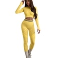 thumbnail image 2 of UDAUDU 2 Piece Workout Set for Women 2026 Seamless Ribbed Crop Top And Leggings Yoga Running Activewear Yellow M, 2 of 6