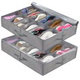 thumbnail image 1 of Paquete de 2 bolsas para guardar zapatos con ventana transparente - Organizador de zapatos para almacenamiento Caja de almacenamiento debajo de la cama con 12 compartimentos, tela de lino gris, XAUBSB, 1 of 5
