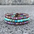 thumbnail image 2 of GHSDFBB Boho Handmade Natural Stone Bead 3 Row Wide Wrap Wrist Statment Bracelet Jewelry Collection, 2 of 7