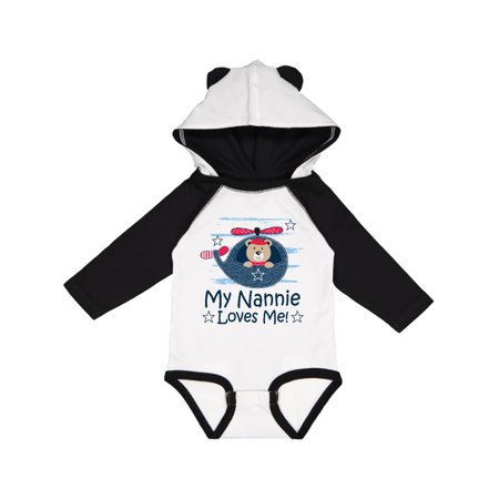 

Inktastic My Nannie Loves Me Grandson Gift Baby Boy Long Sleeve Bodysuit