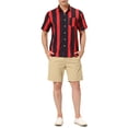 thumbnail image 2 of INSPIRE CHIC Men's Summer Striped Short Sleeves Beach Hawaiian Shirt S Dark Red, 2 of 6