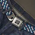 thumbnail image 2 of Buckle-Down Belt, Seatbelt Buckle Belt, Bones Blue Tan Red, 30 to 44 Inches, 2 of 9