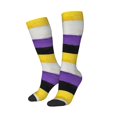 thumbnail image 2 of Womens Non-Binary Pride Flag Knee High Socks Comfy Thermal Boot Long Socks, 2 of 7