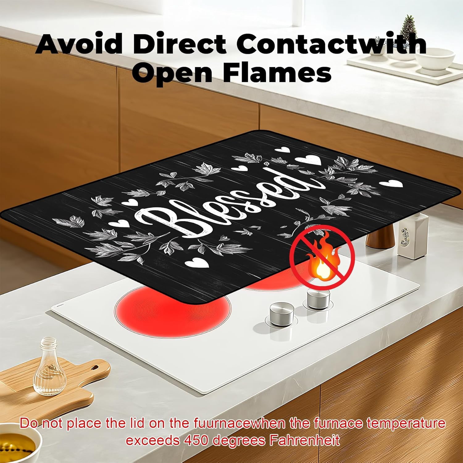 Heat-Resistant Glass Stove Top Cover with Anti-Slip Rubber Coating – 28.5x20.5 Inch Electric Stove Protector, Scratch-Resistant, Expands Counter Space, Stylish Kitchen Decor