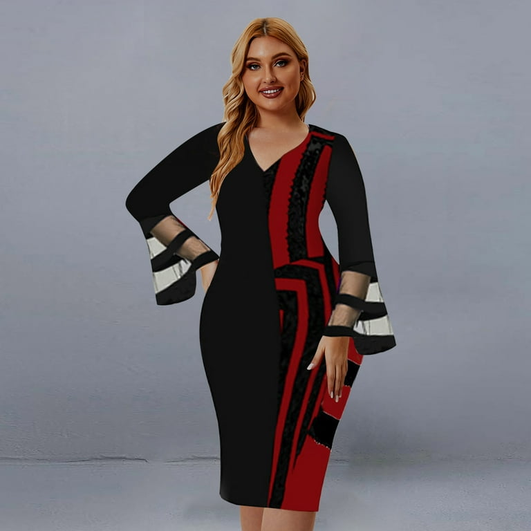 Honeeladyy Women's Large Patchwork Dress Hip Wrap Skirt Long Sleeve Casual Swing Dress Longuette Dress women's plus size dresses - Walmart.com Honeeladyy Women's Large Patchwork Dress Hip Wrap Skirt Long Sleeve Casual Swing Dress Longuette Dress women's plus size dresses - Walmart.com