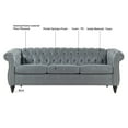 thumbnail image 6 of 84 Inch 3-Seater Sofa, PU Upholstered Living Room Sofa with Button Tufted Backrest and Nailhead Trim Armrest, Modern Long Sofa Couch with Inclined Legs and 660 lbs Weight Capacity, Gray, 6 of 7