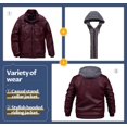 thumbnail image 4 of Chrisuno Men's Faux Leather Jacket Vintage Motorcycle Jacket Fall Jacket Casual Trench Coat Wine Red S, 4 of 5